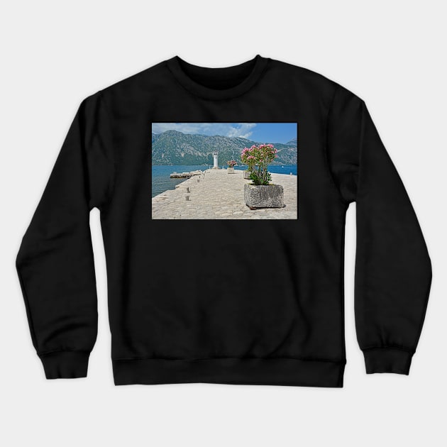 Our Lady of the Rock Crewneck Sweatshirt by jojobob